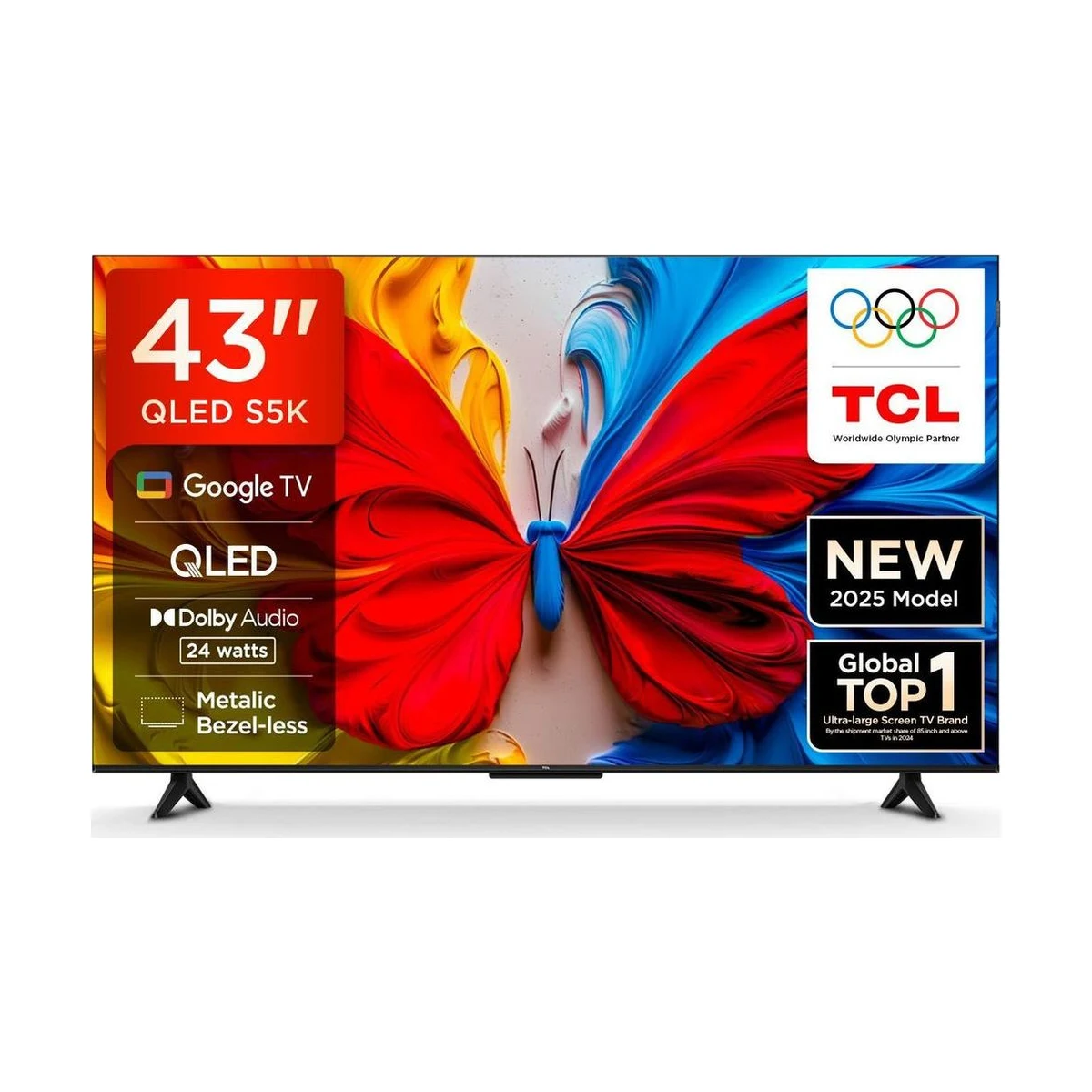 TCL S5K 108 cm QLED Full HD Smart Google TV with 100% Color Volume Plus , 28W Dolby Audio , Google Assitant , Chromecast built-in , Metallic Bezel-less , Slim Design