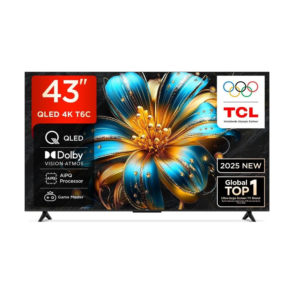 TCL T6C 108 cm QLED Ultra HD Smart Google TV with HDR10+ | Dolby Vision- Atmos| HVA Panel| Slim & Uni body Design