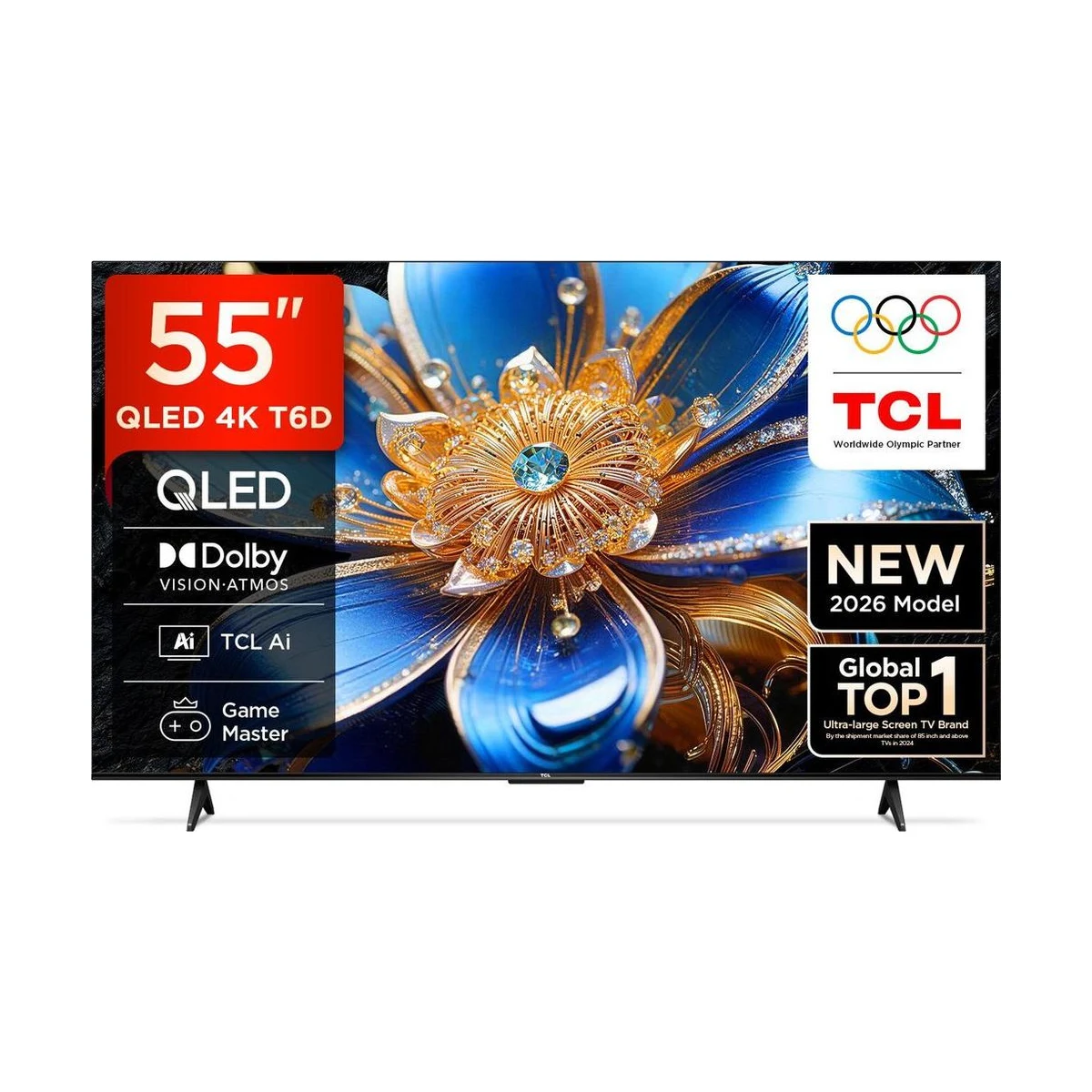 TCL T6D 138.71 cm QLED Ultra HD Smart Google TV 2026 Edition with HDR10+ Dolby Vision- Atmos 28W HVA Panel TCL AI Slim & Uni body Design