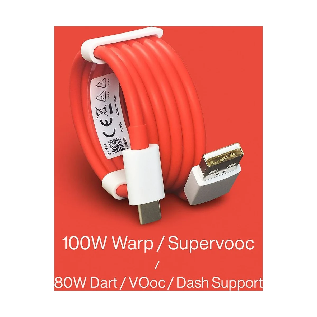 ULTRADART USB Type C Cable 1 m original 100W PD Fast Charging Cable | Supports VOOC, SUPERVOOC, WARP, DASH | Compatible with OnePlus, Oppo, Realme, Nothing, Moto, Samsung – Red